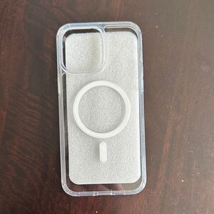 Clear MagSafe-Compatible iPhone Case with White Magnetic Ring for 14 Pro Max
